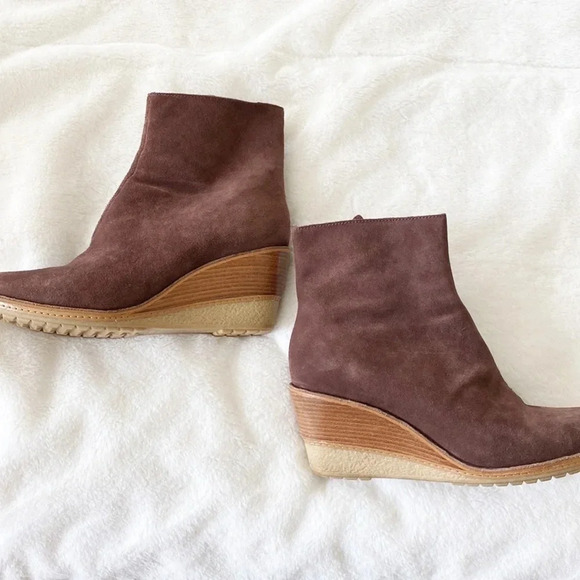 Cole Haan Rayna Suede Wedge Bootie Chestnut Brown Women Size 9.5 B - Picture 5 of 11